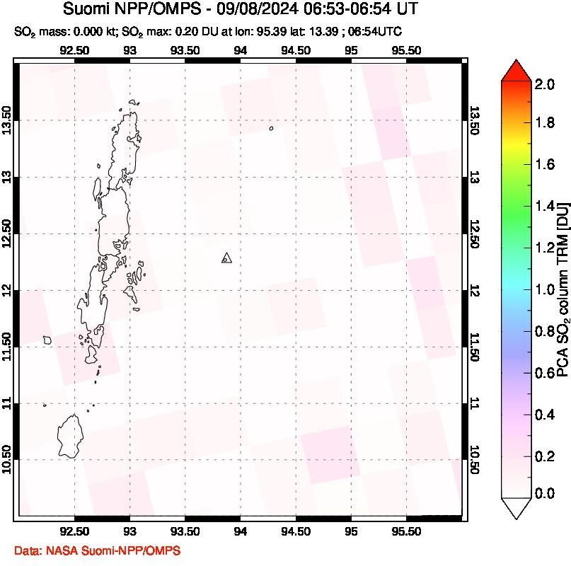 A sulfur dioxide image over Andaman Islands, Indian Ocean on Sep 08, 2024.