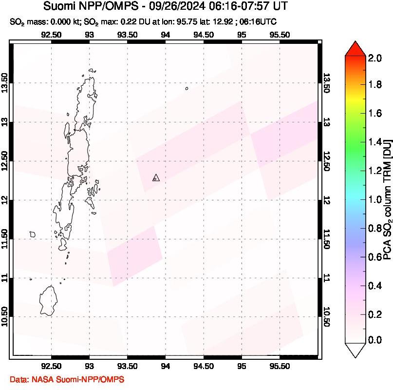 A sulfur dioxide image over Andaman Islands, Indian Ocean on Sep 26, 2024.