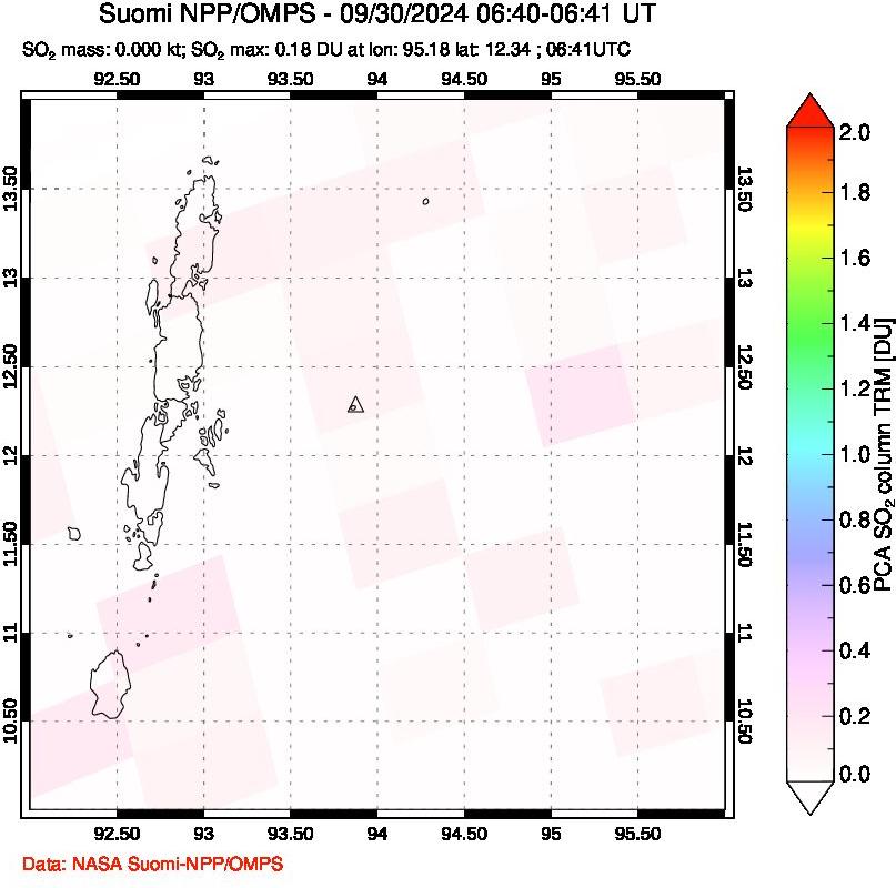 A sulfur dioxide image over Andaman Islands, Indian Ocean on Sep 30, 2024.