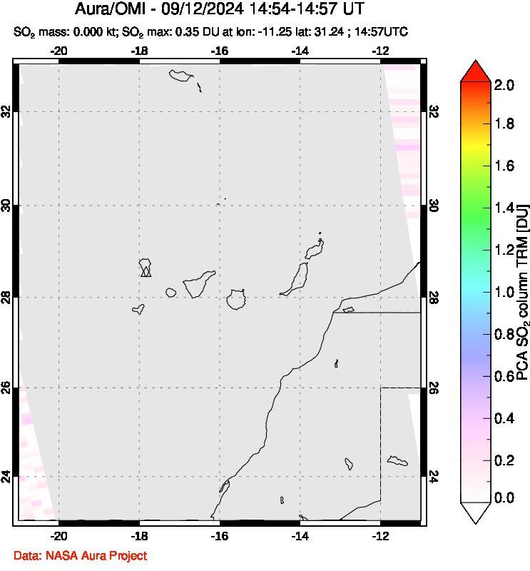 A sulfur dioxide image over Canary Islands on Sep 12, 2024.