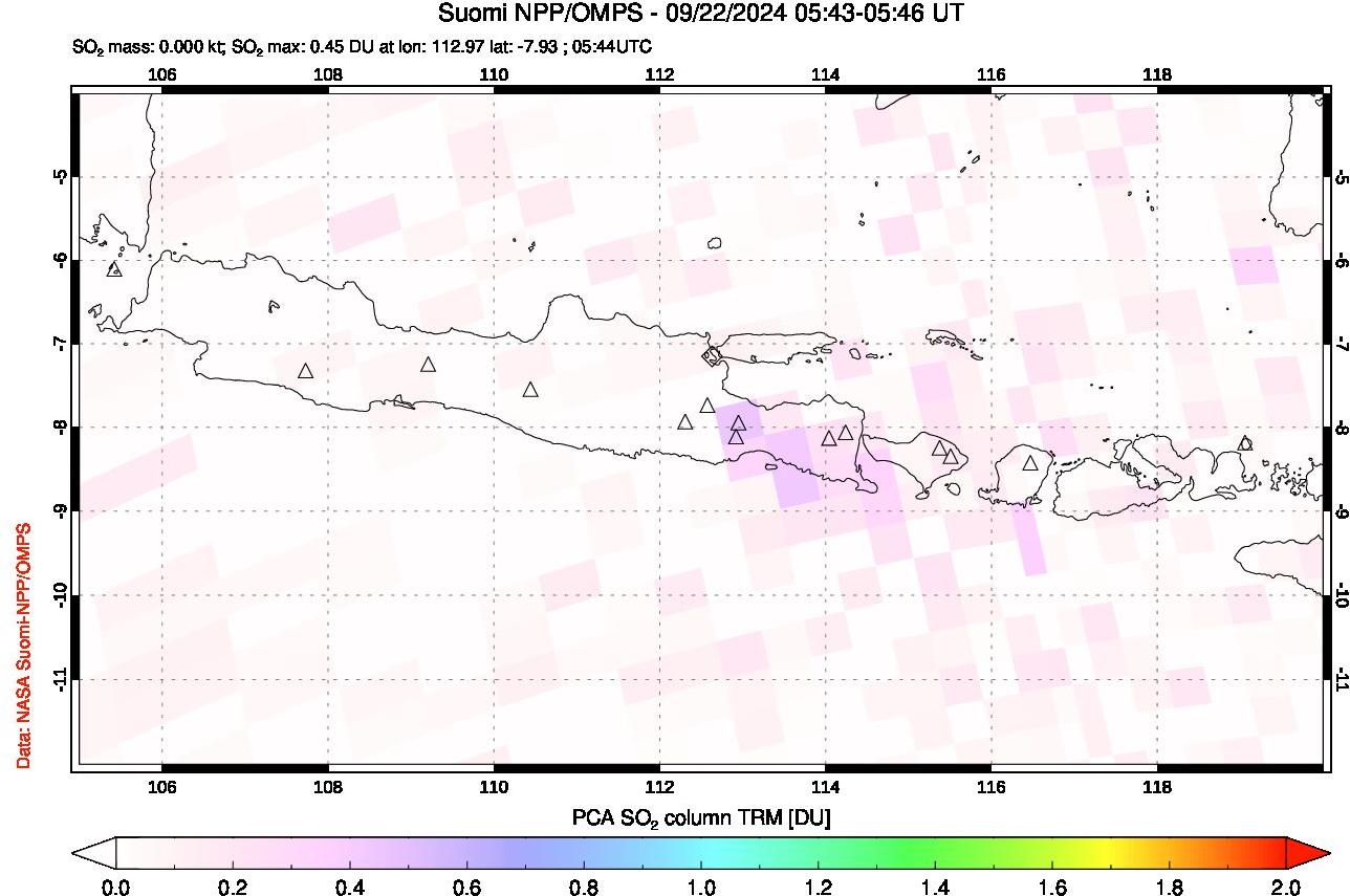 A sulfur dioxide image over Java, Indonesia on Sep 22, 2024.