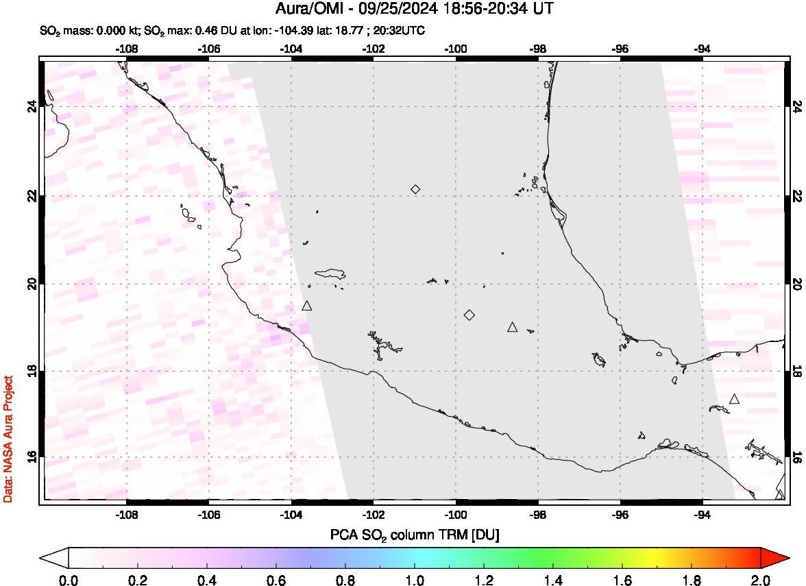 A sulfur dioxide image over Mexico on Sep 25, 2024.