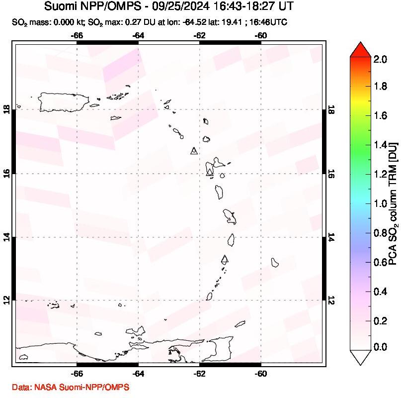 A sulfur dioxide image over Montserrat, West Indies on Sep 25, 2024.