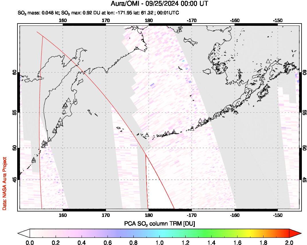 A sulfur dioxide image over North Pacific on Sep 25, 2024.