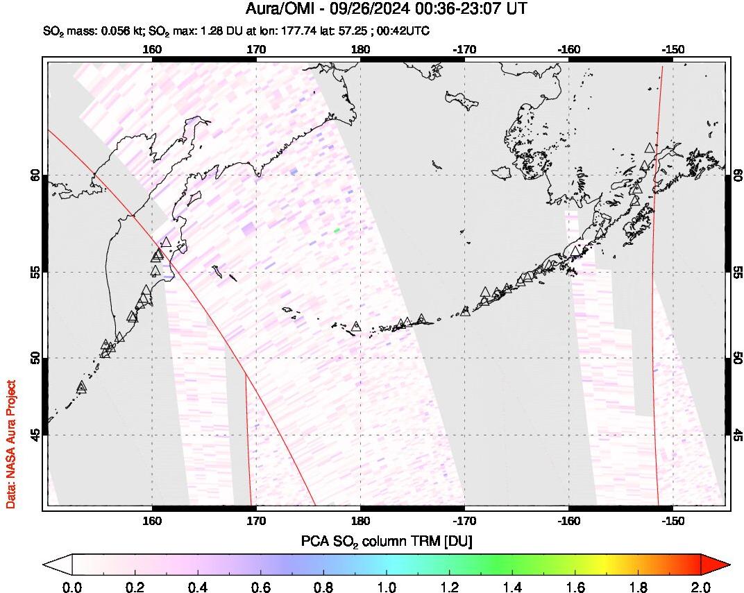 A sulfur dioxide image over North Pacific on Sep 26, 2024.