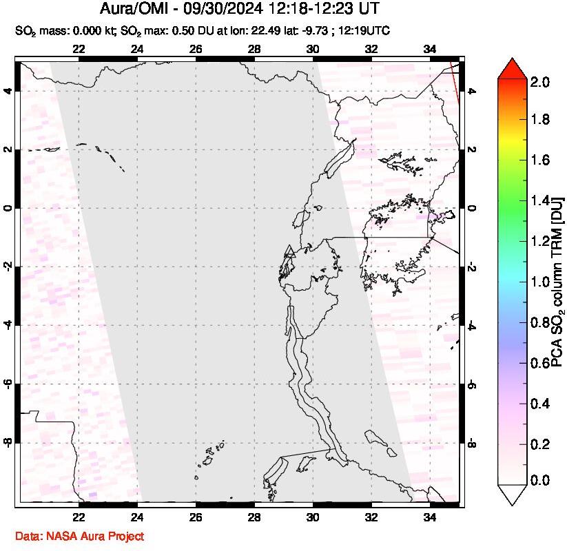 A sulfur dioxide image over Nyiragongo, DR Congo on Sep 30, 2024.