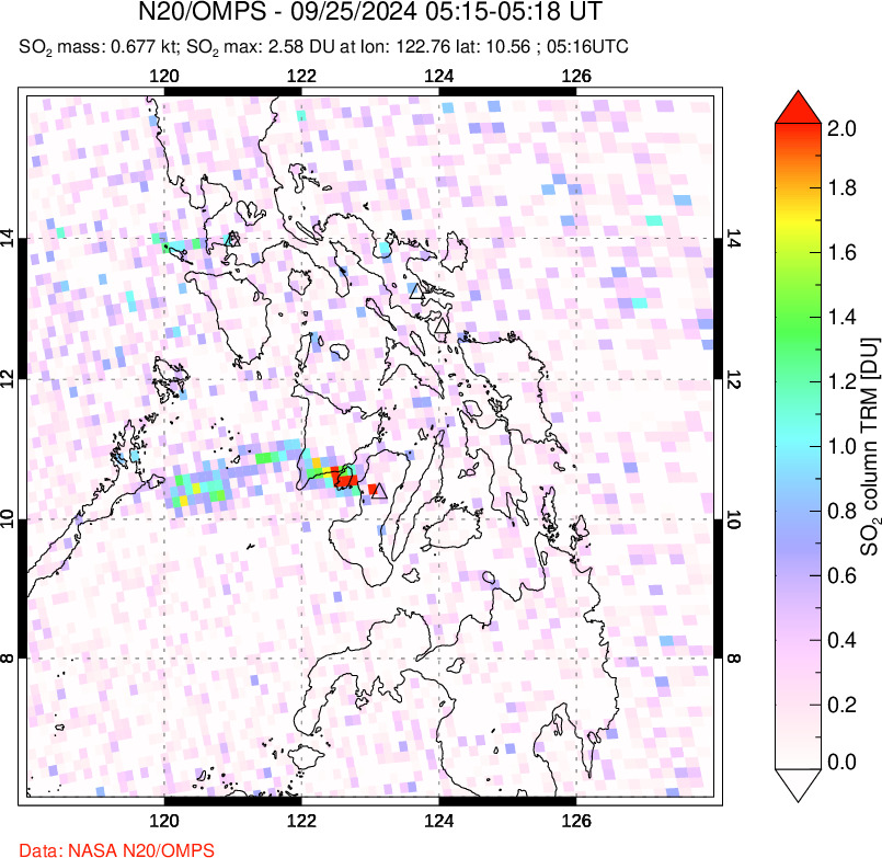 A sulfur dioxide image over Philippines on Sep 25, 2024.