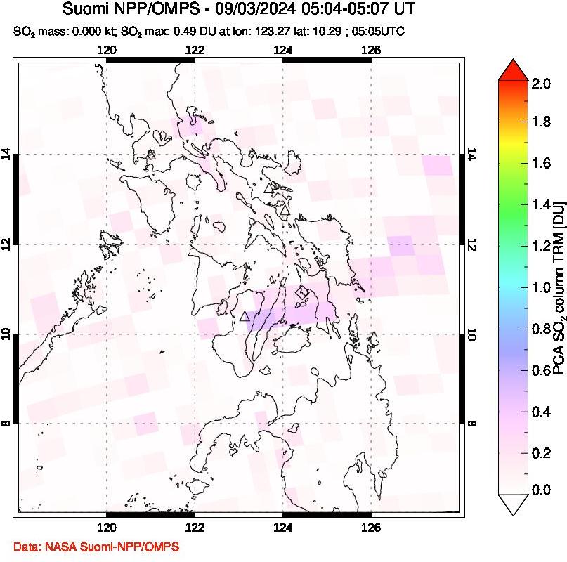 A sulfur dioxide image over Philippines on Sep 03, 2024.