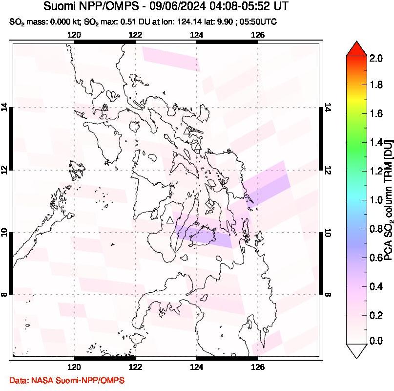 A sulfur dioxide image over Philippines on Sep 06, 2024.