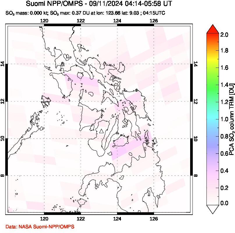 A sulfur dioxide image over Philippines on Sep 11, 2024.