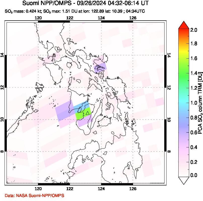 A sulfur dioxide image over Philippines on Sep 26, 2024.