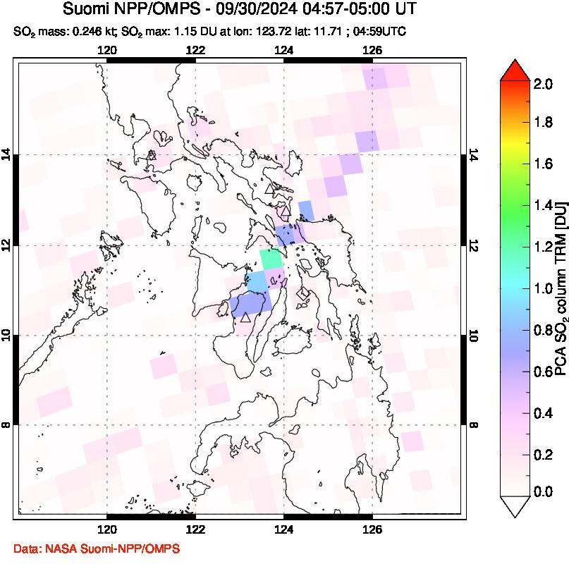 A sulfur dioxide image over Philippines on Sep 30, 2024.