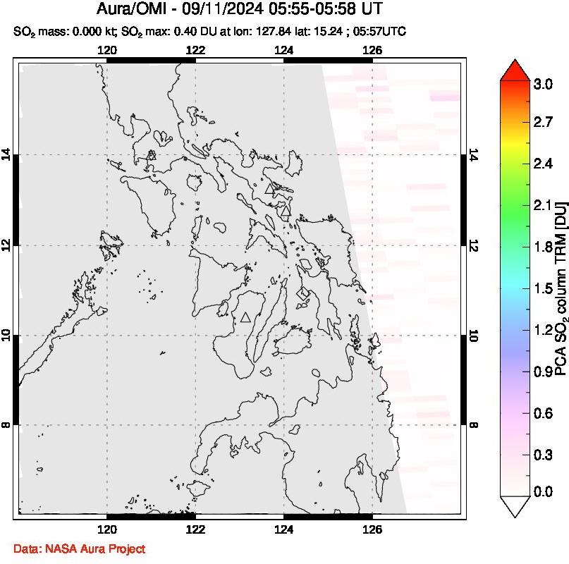 A sulfur dioxide image over Philippines on Sep 11, 2024.