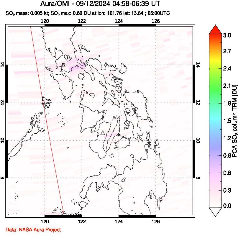 A sulfur dioxide image over Philippines on Sep 12, 2024.