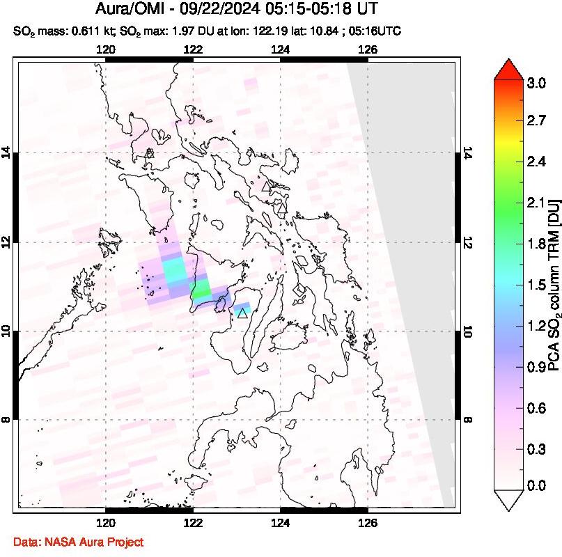 A sulfur dioxide image over Philippines on Sep 22, 2024.