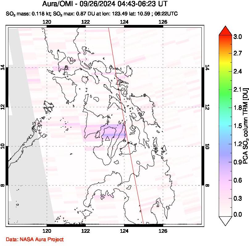 A sulfur dioxide image over Philippines on Sep 26, 2024.