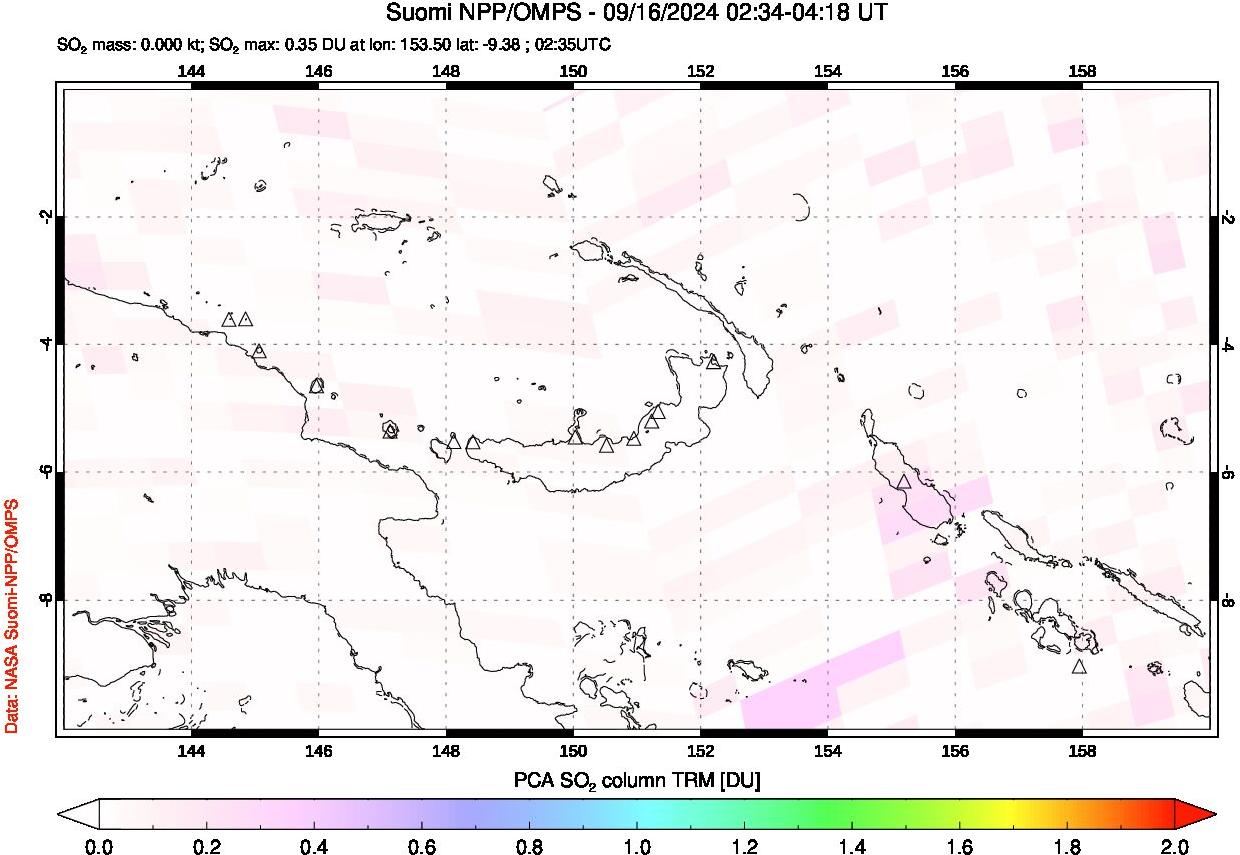 A sulfur dioxide image over Papua, New Guinea on Sep 16, 2024.