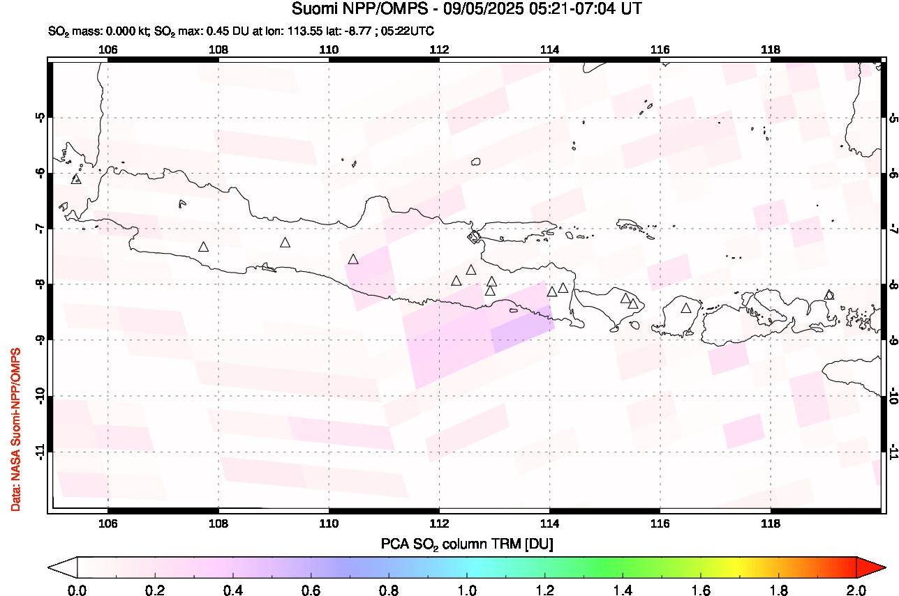 A sulfur dioxide image over Java, Indonesia on Sep 05, 2025.