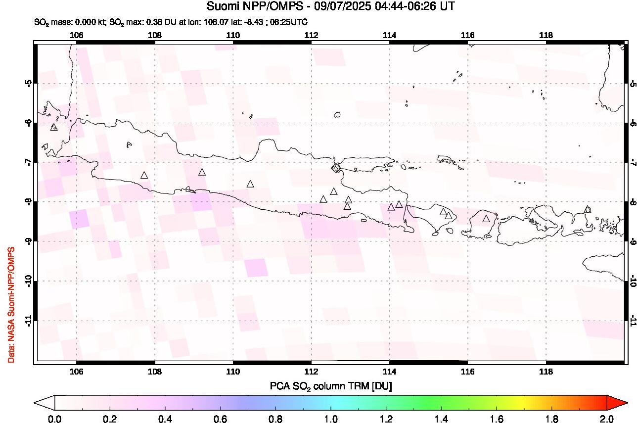 A sulfur dioxide image over Java, Indonesia on Sep 07, 2025.