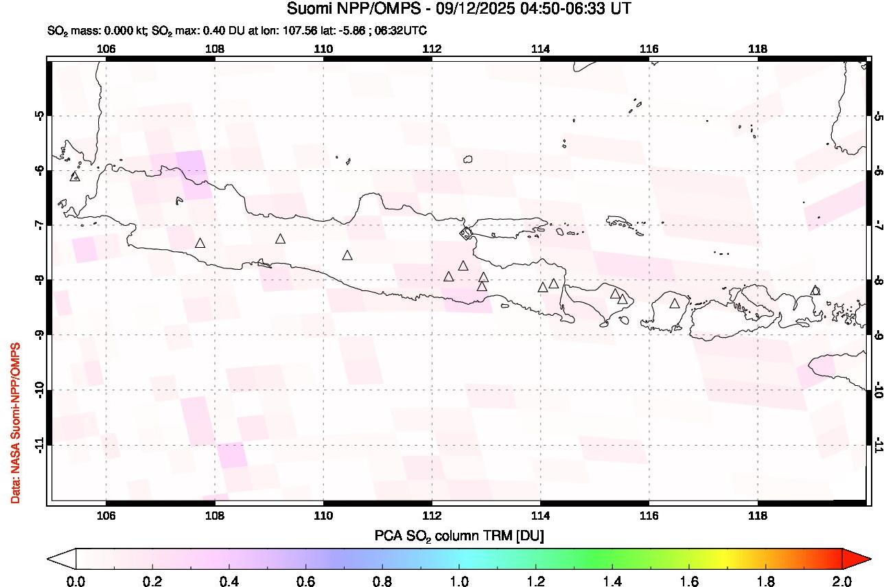 A sulfur dioxide image over Java, Indonesia on Sep 12, 2025.
