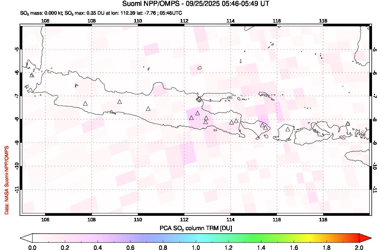 A sulfur dioxide image over Java, Indonesia on Sep 25, 2025.