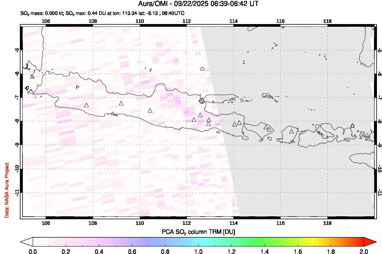 A sulfur dioxide image over Java, Indonesia on Sep 22, 2025.