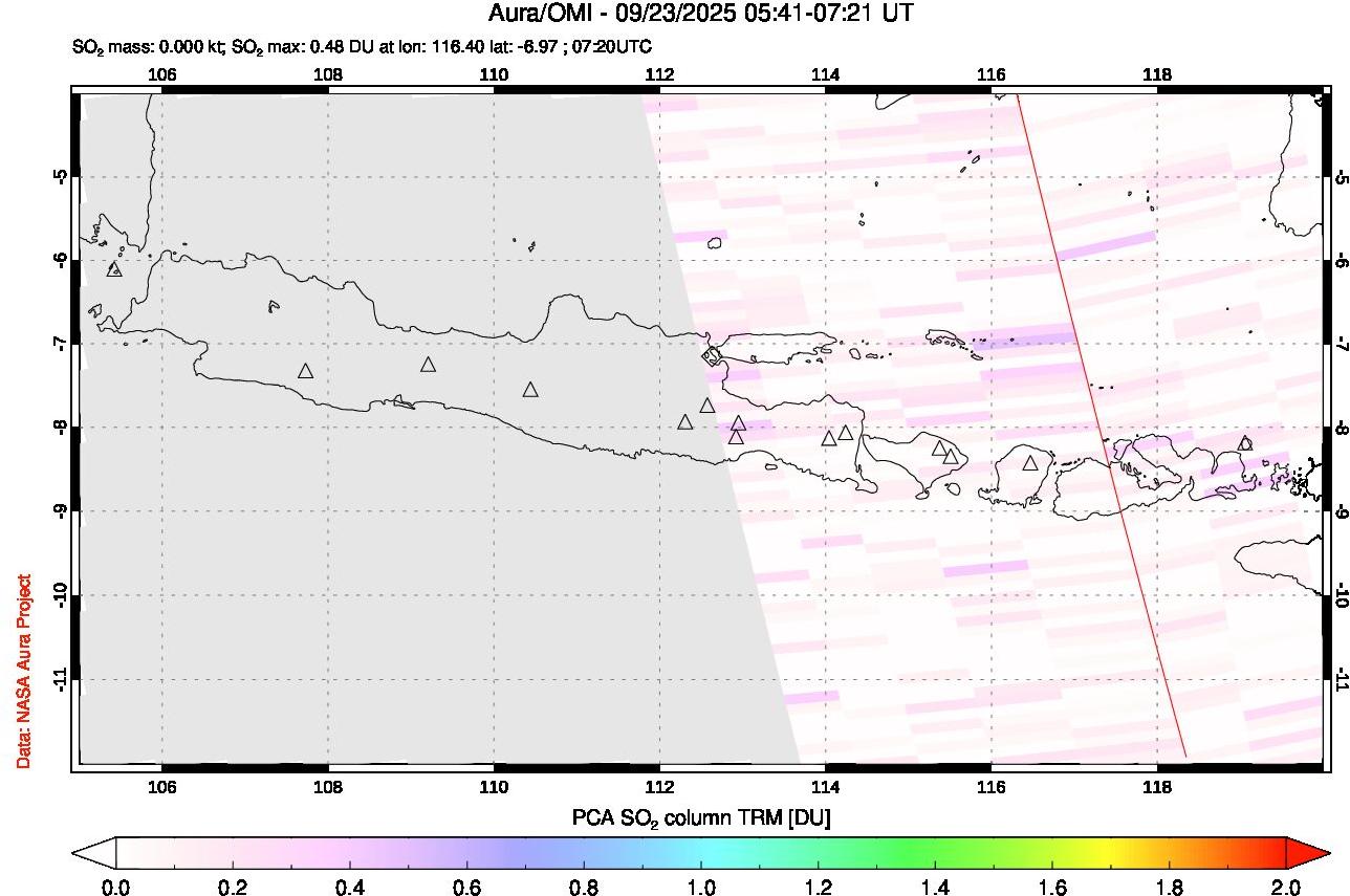 A sulfur dioxide image over Java, Indonesia on Sep 23, 2025.