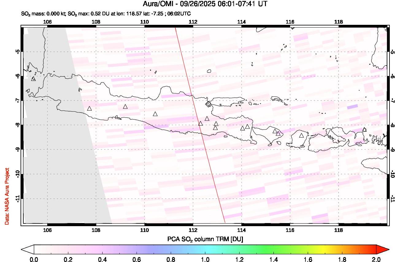 A sulfur dioxide image over Java, Indonesia on Sep 26, 2025.