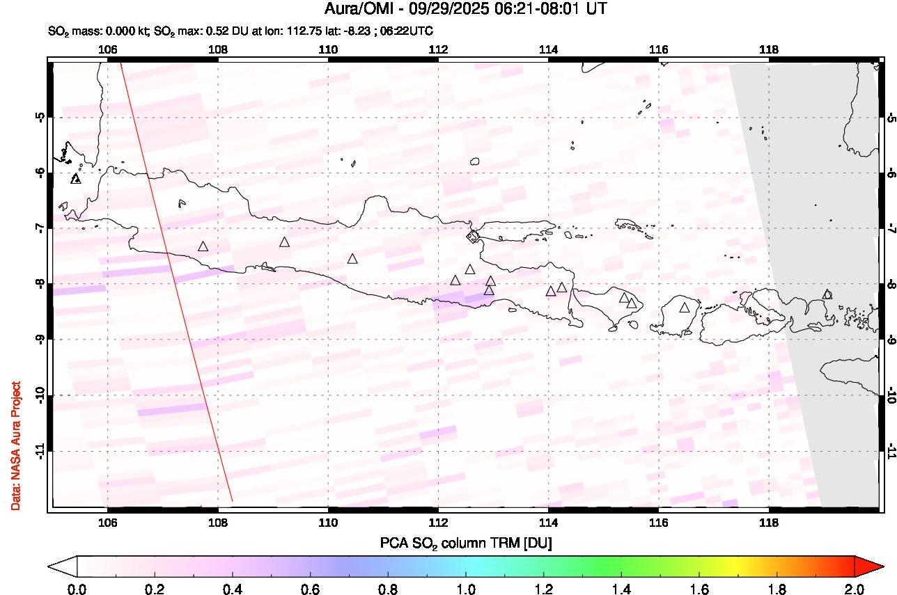 A sulfur dioxide image over Java, Indonesia on Sep 29, 2025.