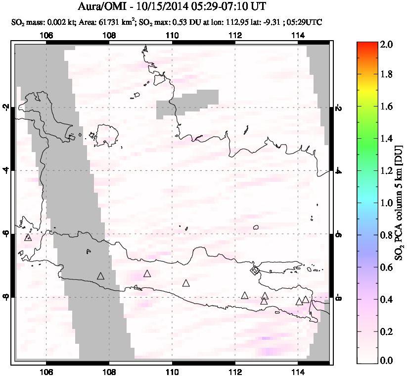 A sulfur dioxide image over Java, Indonesia on Oct 15, 2014.