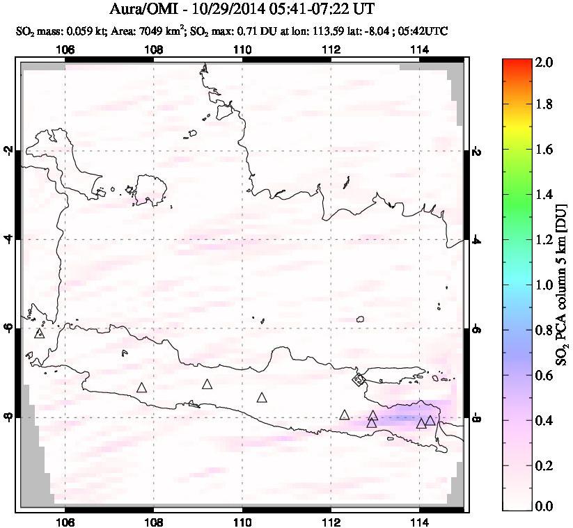 A sulfur dioxide image over Java, Indonesia on Oct 29, 2014.
