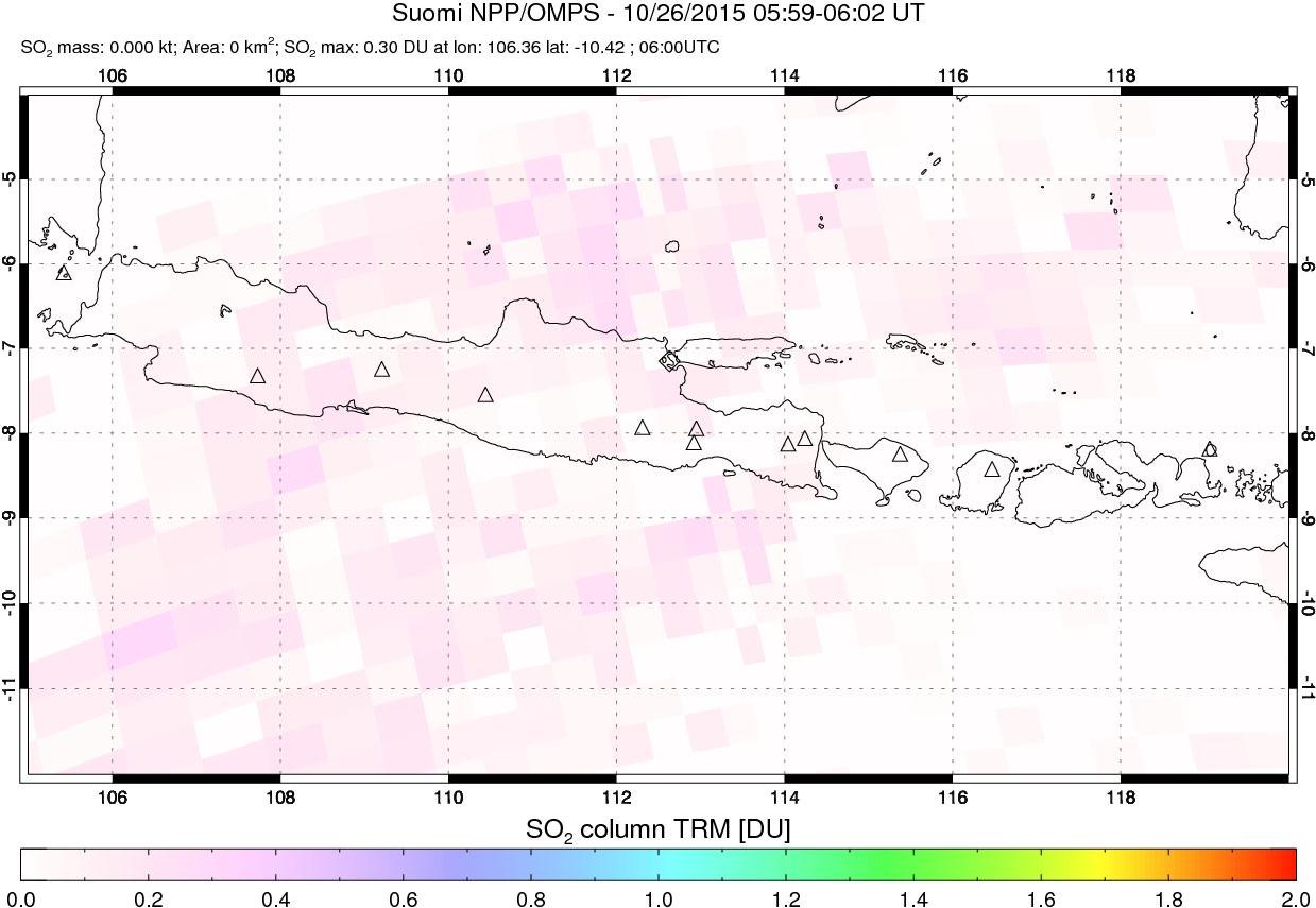 A sulfur dioxide image over Java, Indonesia on Oct 26, 2015.
