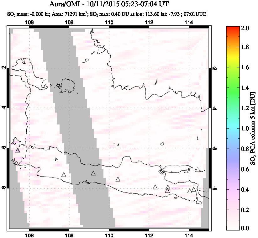 A sulfur dioxide image over Java, Indonesia on Oct 11, 2015.