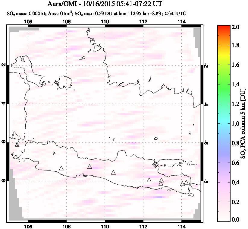A sulfur dioxide image over Java, Indonesia on Oct 16, 2015.