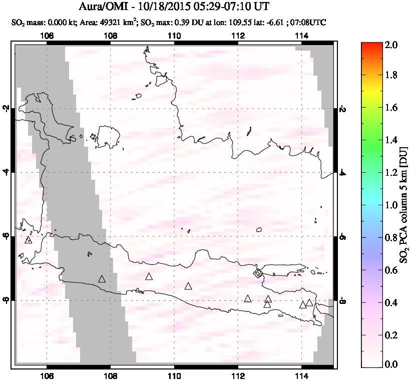A sulfur dioxide image over Java, Indonesia on Oct 18, 2015.