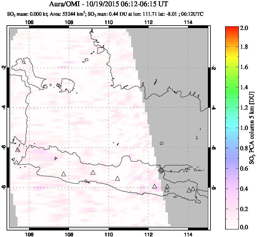 A sulfur dioxide image over Java, Indonesia on Oct 19, 2015.