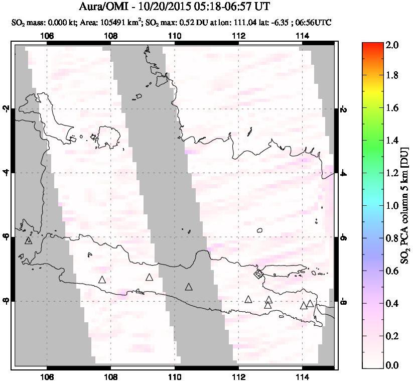 A sulfur dioxide image over Java, Indonesia on Oct 20, 2015.