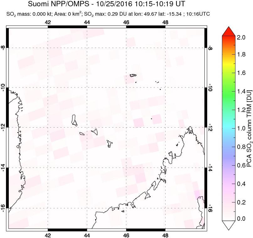A sulfur dioxide image over Comoro Islands on Oct 25, 2016.