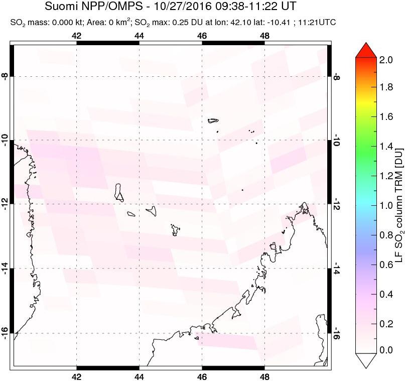 A sulfur dioxide image over Comoro Islands on Oct 27, 2016.