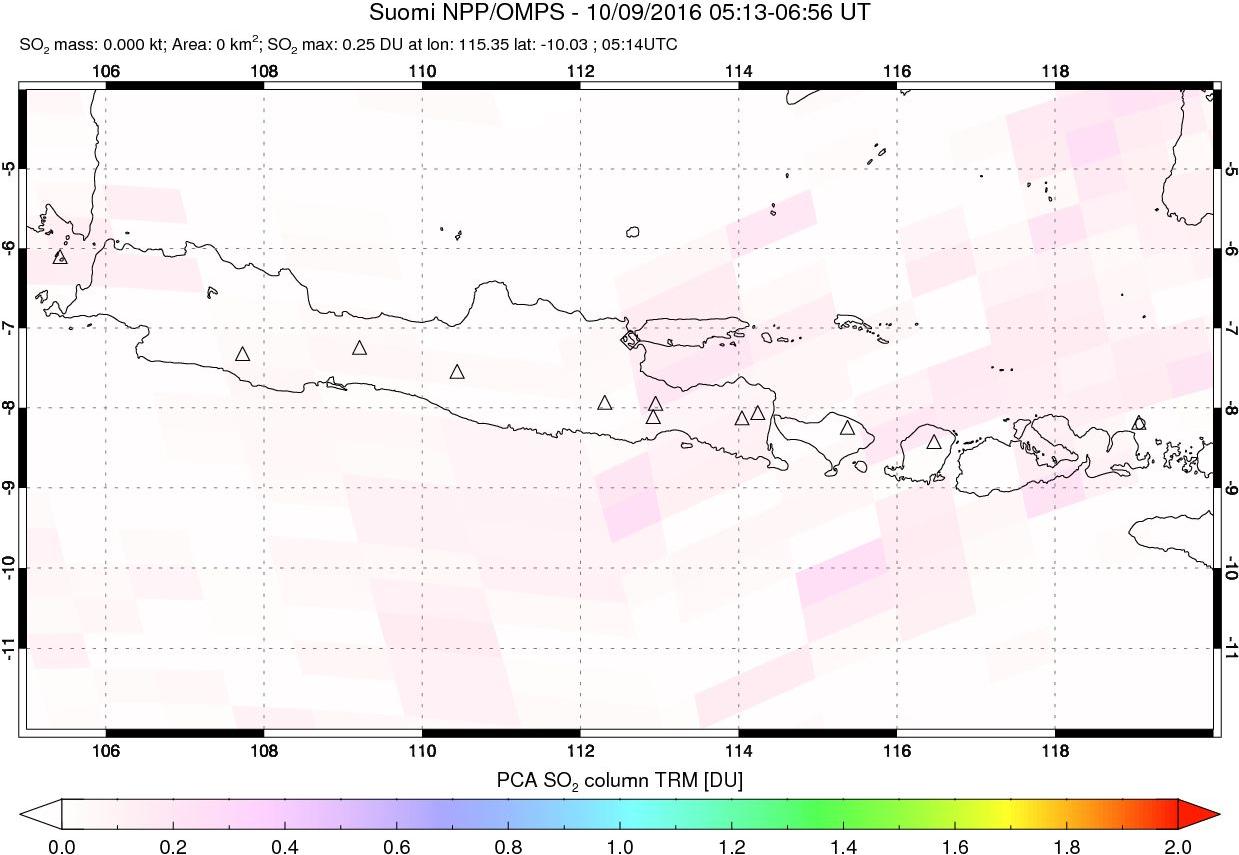 A sulfur dioxide image over Java, Indonesia on Oct 09, 2016.