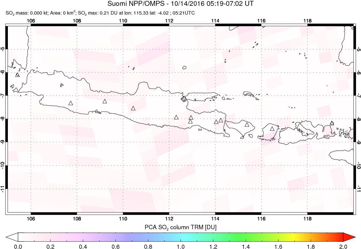 A sulfur dioxide image over Java, Indonesia on Oct 14, 2016.