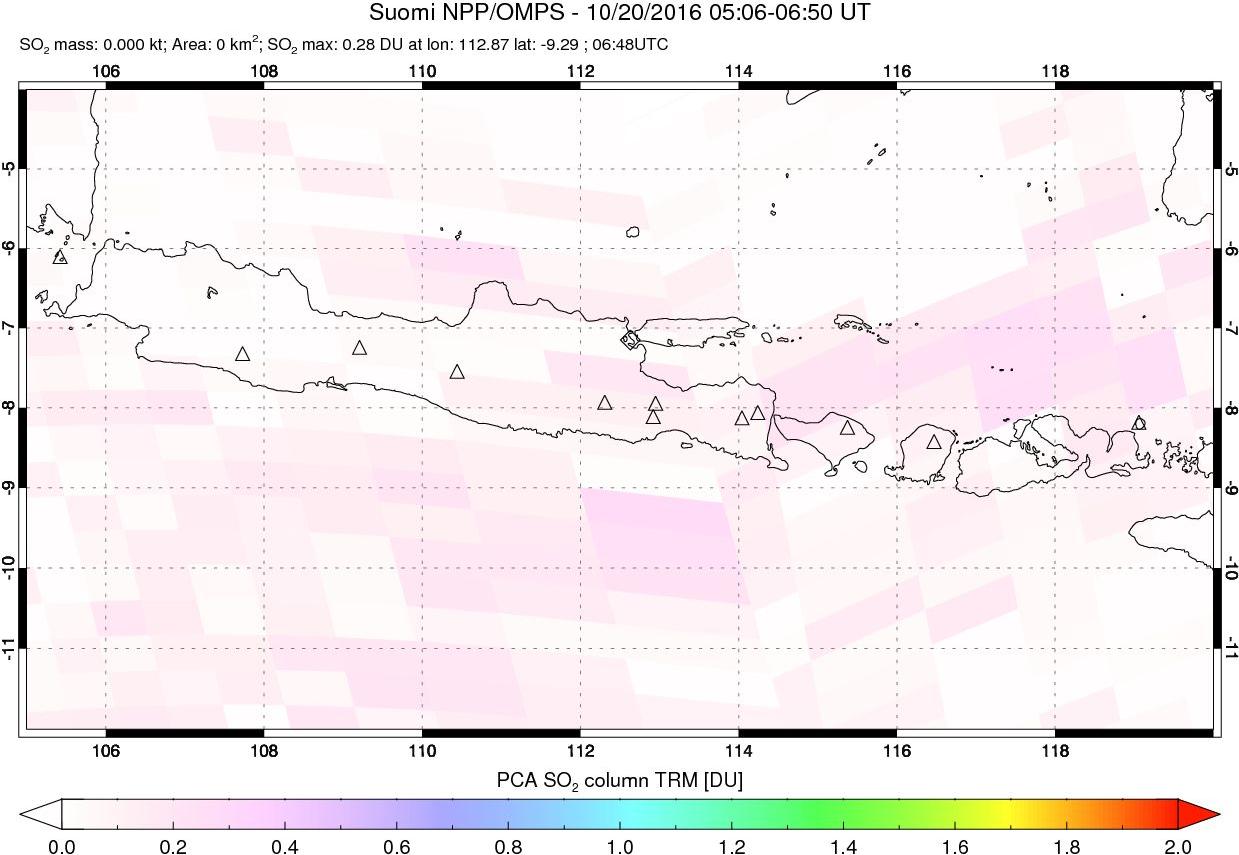 A sulfur dioxide image over Java, Indonesia on Oct 20, 2016.