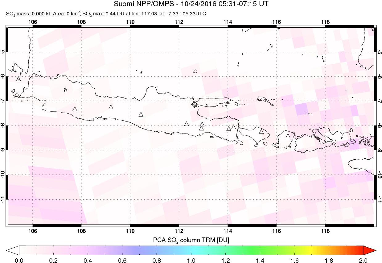 A sulfur dioxide image over Java, Indonesia on Oct 24, 2016.