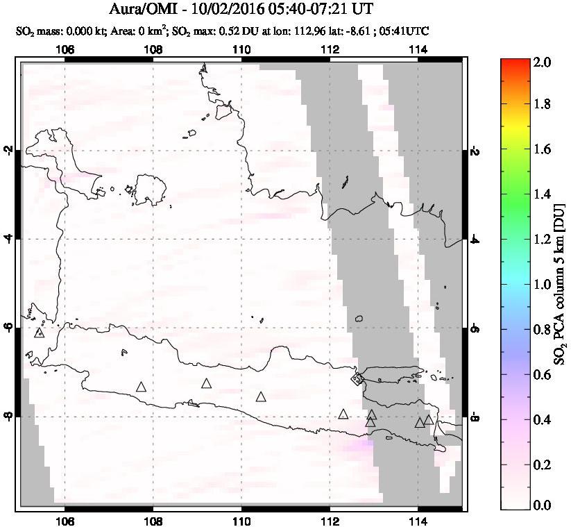 A sulfur dioxide image over Java, Indonesia on Oct 02, 2016.