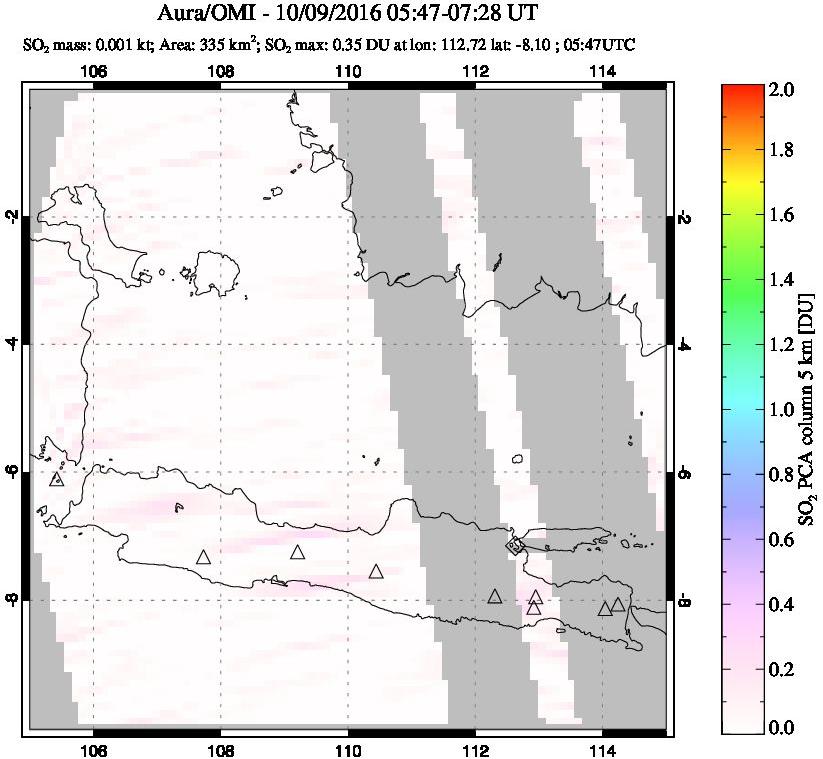 A sulfur dioxide image over Java, Indonesia on Oct 09, 2016.