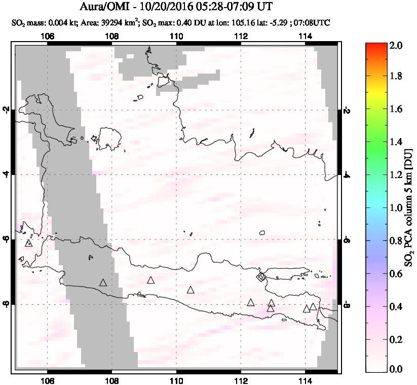 A sulfur dioxide image over Java, Indonesia on Oct 20, 2016.