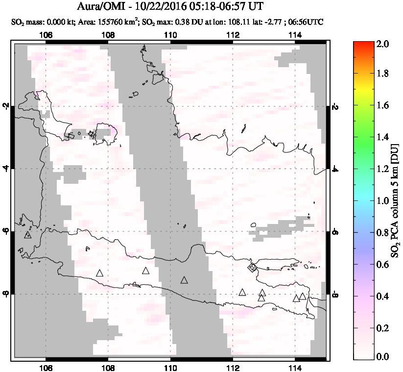 A sulfur dioxide image over Java, Indonesia on Oct 22, 2016.