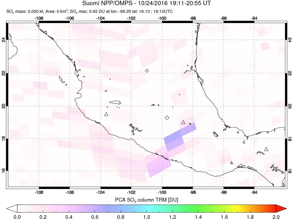 A sulfur dioxide image over Mexico on Oct 24, 2016.