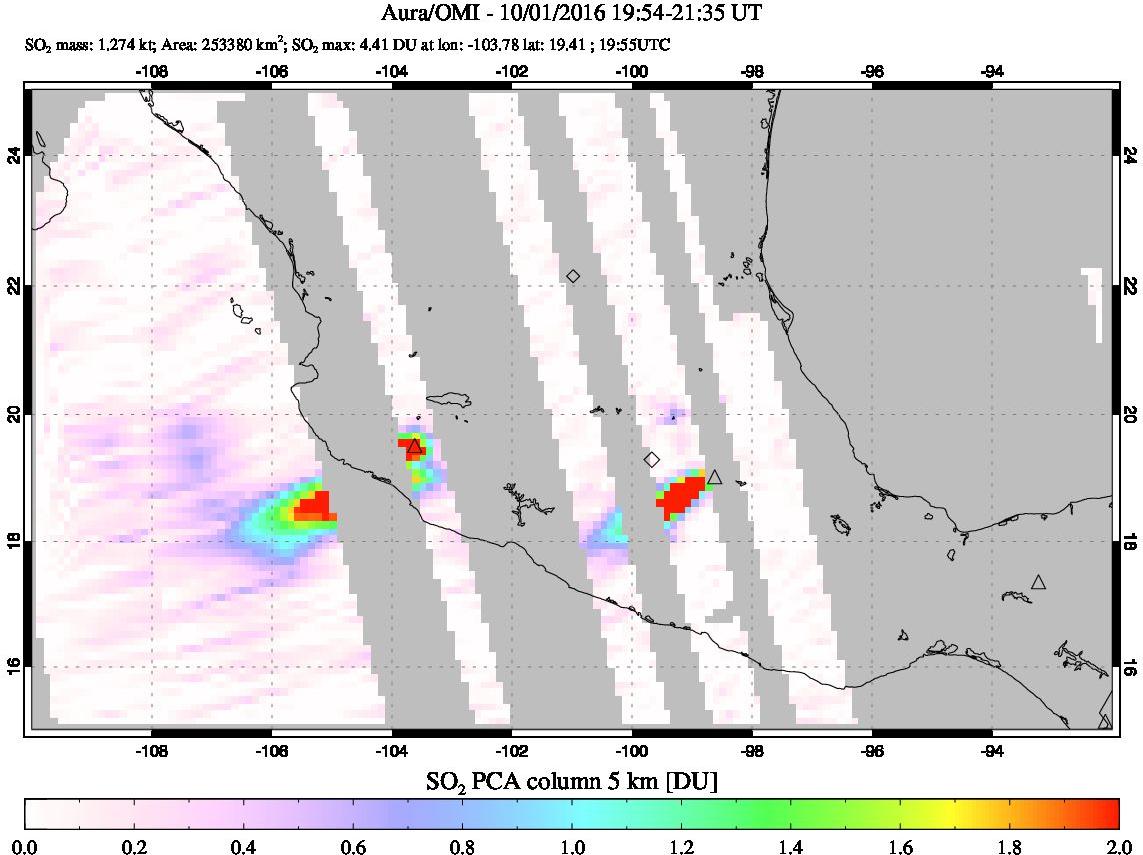 A sulfur dioxide image over Mexico on Oct 01, 2016.