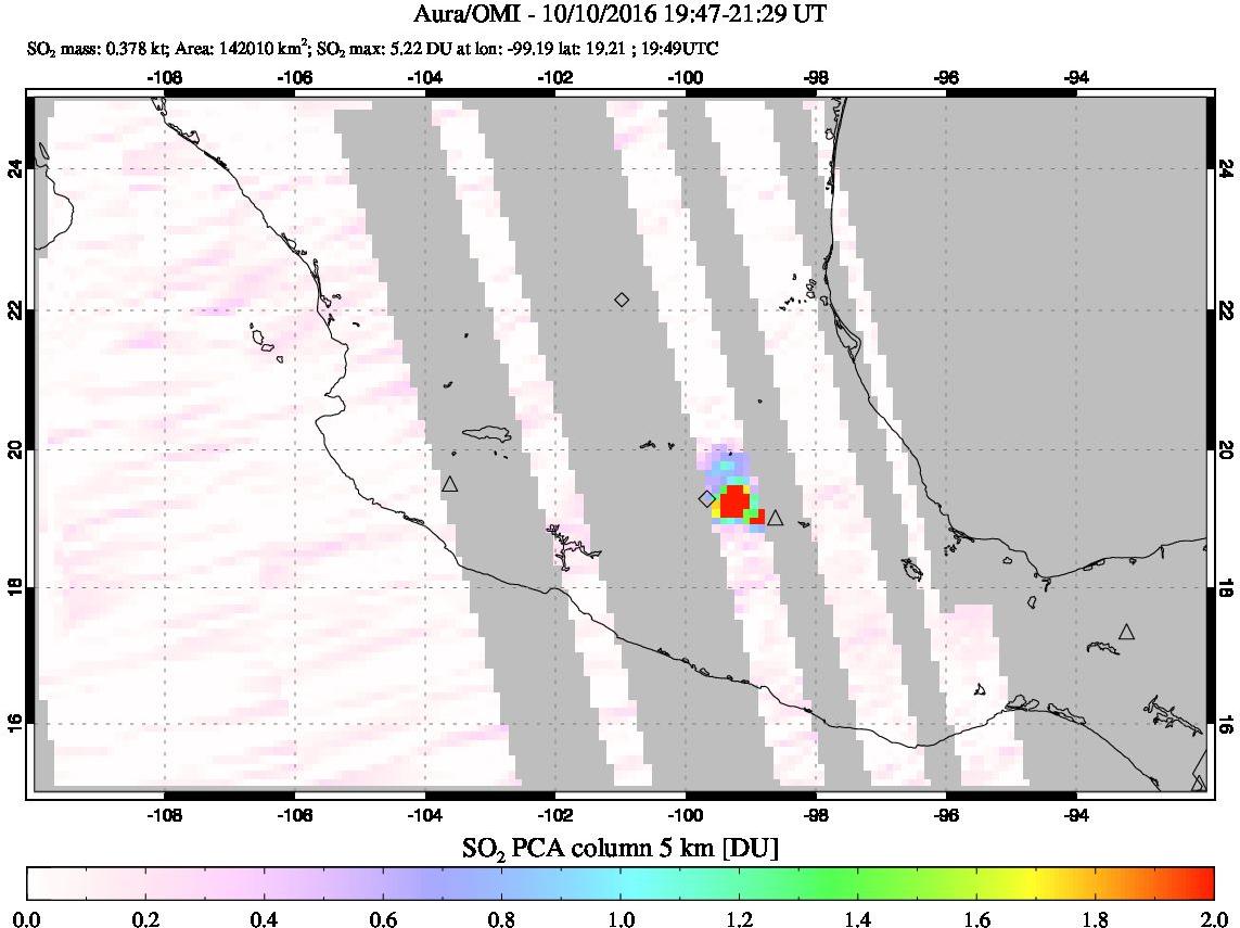 A sulfur dioxide image over Mexico on Oct 10, 2016.